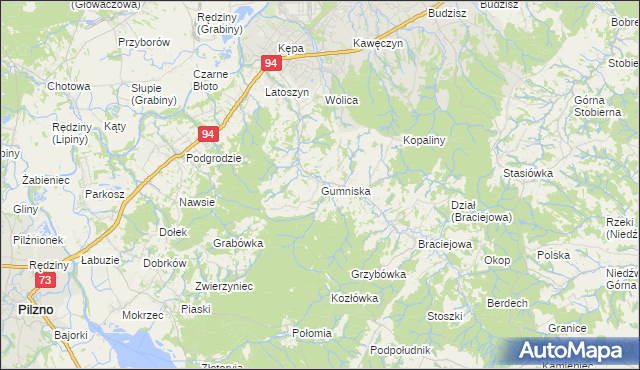 mapa Gumniska gmina Dębica, Gumniska gmina Dębica na mapie Targeo