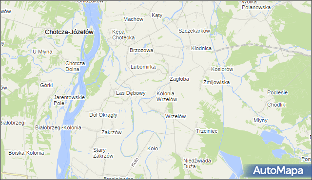 mapa Kolonia Wrzelów, Kolonia Wrzelów na mapie Targeo