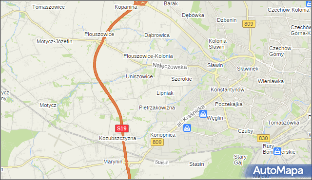 mapa Lipniak gmina Konopnica, Lipniak gmina Konopnica na mapie Targeo
