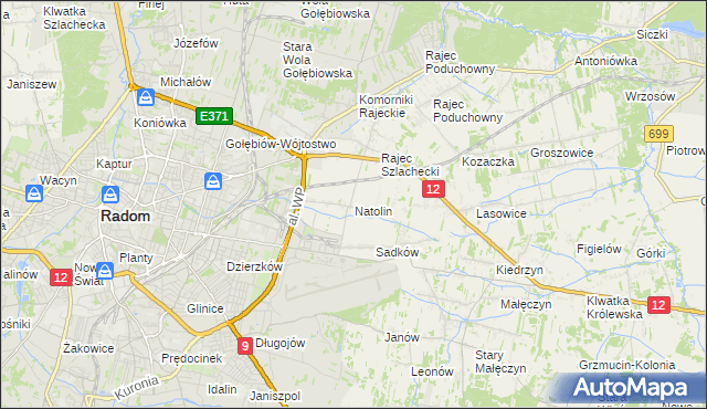 mapa Natolin gmina Jedlnia-Letnisko, Natolin gmina Jedlnia-Letnisko na mapie Targeo