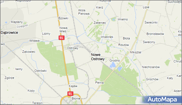 mapa Nowe Ostrowy, Nowe Ostrowy na mapie Targeo