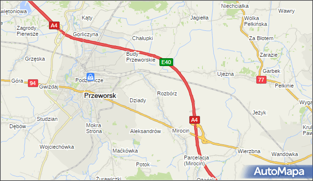 mapa Rozbórz, Rozbórz na mapie Targeo