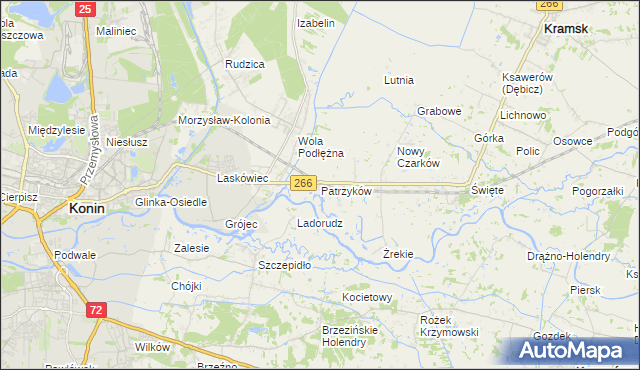 mapa Patrzyków gmina Kramsk, Patrzyków gmina Kramsk na mapie Targeo