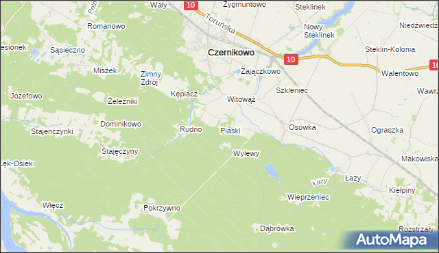 mapa Piaski gmina Czernikowo, Piaski gmina Czernikowo na mapie Targeo