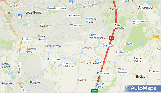 mapa Stefanów gmina Brójce, Stefanów gmina Brójce na mapie Targeo