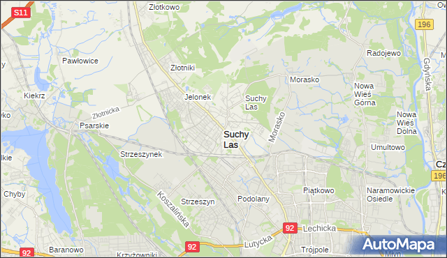 mapa Suchy Las powiat poznański, Suchy Las powiat poznański na mapie Targeo