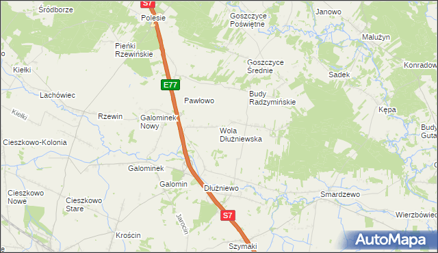 mapa Wola Dłużniewska, Wola Dłużniewska na mapie Targeo