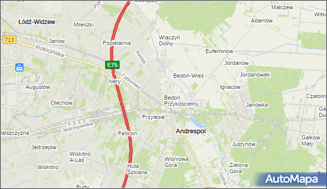 mapa Bedoń Przykościelny, Bedoń Przykościelny na mapie Targeo