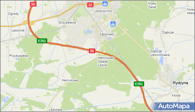 mapa Henrykowo Osada Leśna, Henrykowo Osada Leśna na mapie Targeo