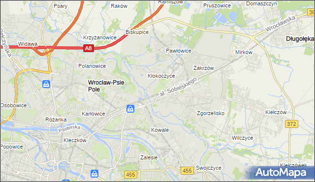 mapa Psie Pole gmina Wrocław, Psie Pole gmina Wrocław na mapie Targeo