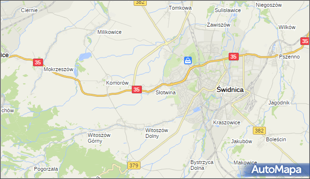 mapa Słotwina gmina Świdnica, Słotwina gmina Świdnica na mapie Targeo