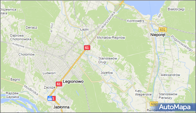 mapa Stanisławów Drugi gmina Nieporęt, Stanisławów Drugi gmina Nieporęt na mapie Targeo