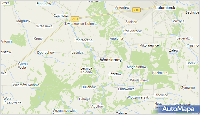 mapa Wodzierady, Wodzierady na mapie Targeo