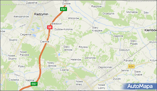 mapa Rżyska, Rżyska na mapie Targeo