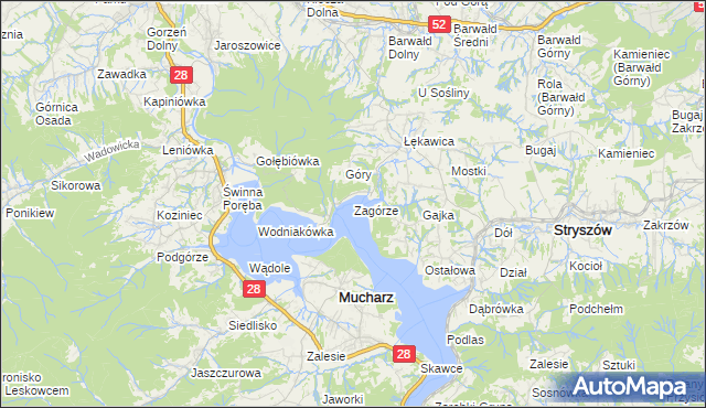 mapa Zagórze gmina Mucharz, Zagórze gmina Mucharz na mapie Targeo