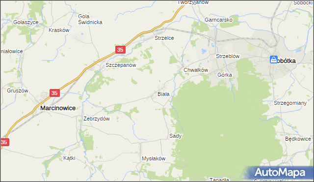 mapa Biała gmina Marcinowice, Biała gmina Marcinowice na mapie Targeo