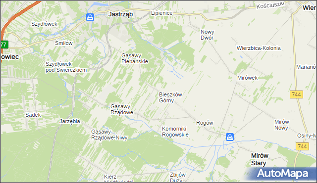 mapa Bieszków Górny, Bieszków Górny na mapie Targeo