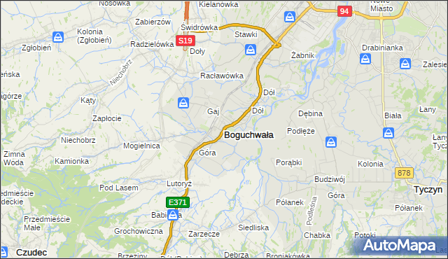 mapa Boguchwała powiat rzeszowski, Boguchwała powiat rzeszowski na mapie Targeo