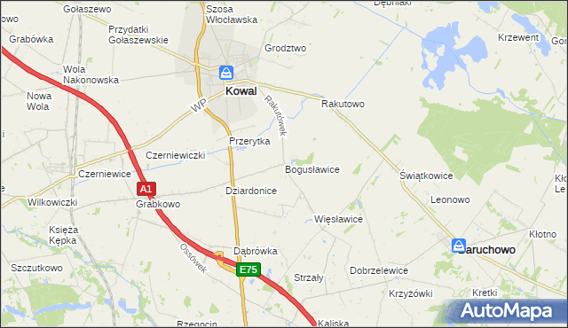 mapa Bogusławice gmina Kowal, Bogusławice gmina Kowal na mapie Targeo