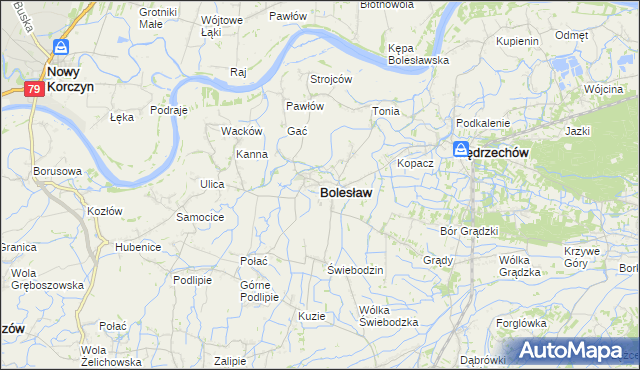 mapa Bolesław powiat dąbrowski, Bolesław powiat dąbrowski na mapie Targeo