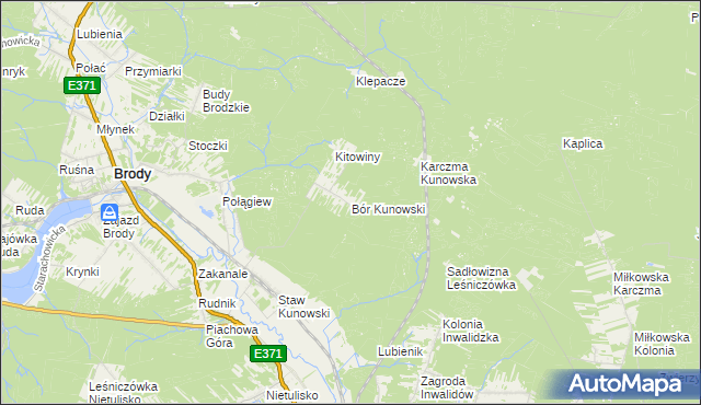 mapa Bór Kunowski, Bór Kunowski na mapie Targeo