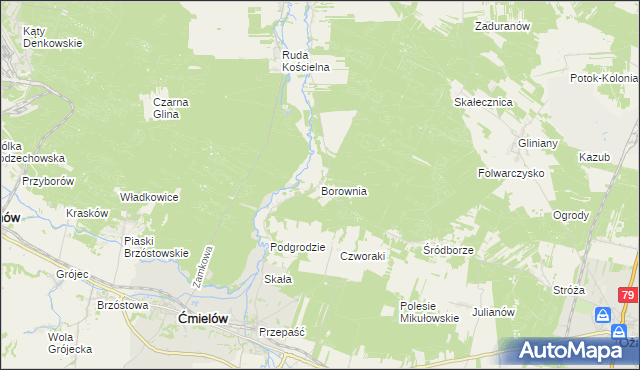 mapa Borownia, Borownia na mapie Targeo
