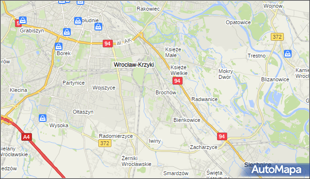 mapa Brochów gmina Wrocław, Brochów gmina Wrocław na mapie Targeo