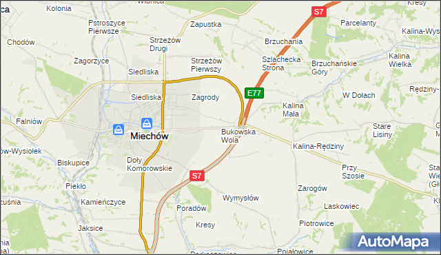 mapa Bukowska Wola, Bukowska Wola na mapie Targeo