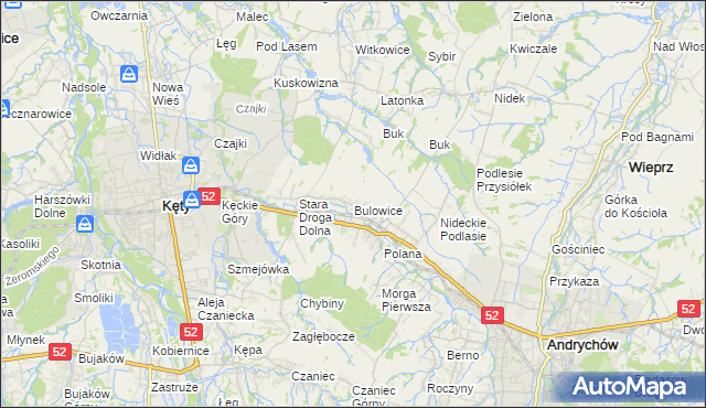 mapa Bulowice, Bulowice na mapie Targeo