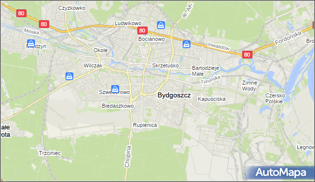mapa Bydgoszczy, Bydgoszcz na mapie Targeo