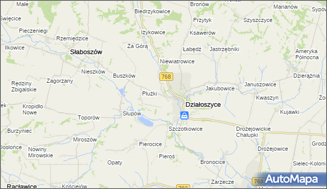 mapa Chmielów gmina Działoszyce, Chmielów gmina Działoszyce na mapie Targeo