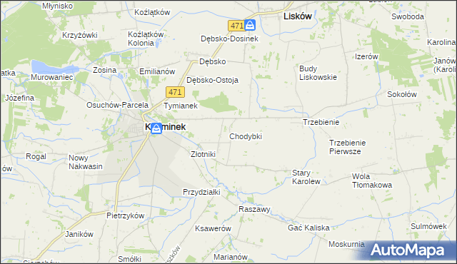 mapa Chodybki, Chodybki na mapie Targeo