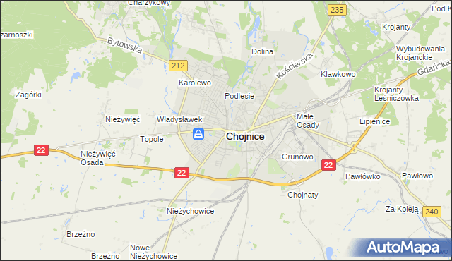 mapa Chojnic, Chojnice na mapie Targeo