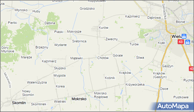mapa Chotów gmina Mokrsko, Chotów gmina Mokrsko na mapie Targeo