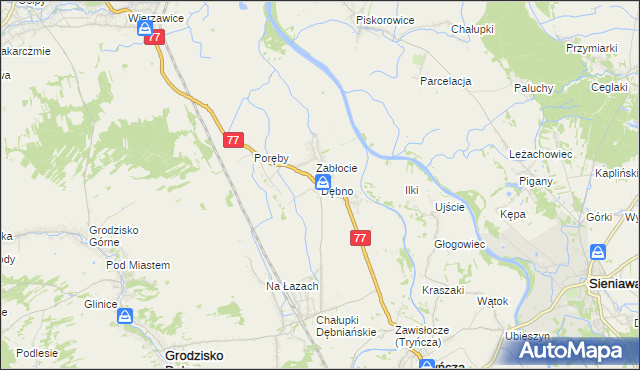 mapa Dębno gmina Leżajsk, Dębno gmina Leżajsk na mapie Targeo