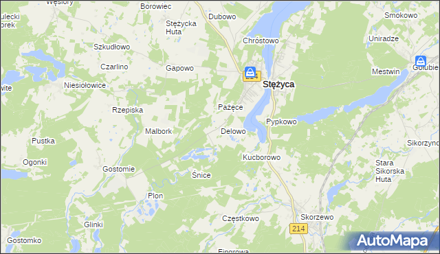 mapa Delowo, Delowo na mapie Targeo