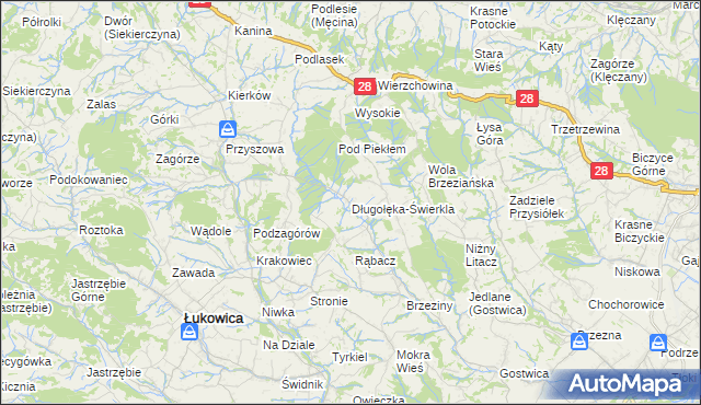 mapa Długołęka-Świerkla, Długołęka-Świerkla na mapie Targeo