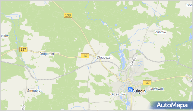 mapa Długoszyn, Długoszyn na mapie Targeo