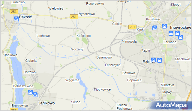 mapa Dziarnowo gmina Pakość, Dziarnowo gmina Pakość na mapie Targeo