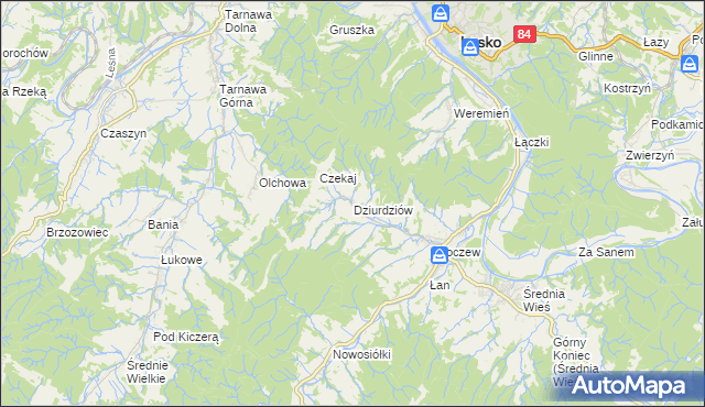 mapa Dziurdziów, Dziurdziów na mapie Targeo