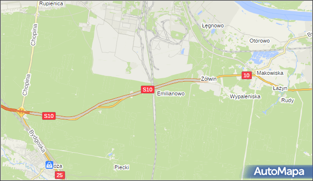 mapa Emilianowo gmina Nowa Wieś Wielka, Emilianowo gmina Nowa Wieś Wielka na mapie Targeo