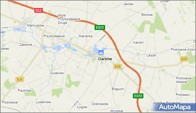 mapa Garbów powiat lubelski, Garbów powiat lubelski na mapie Targeo