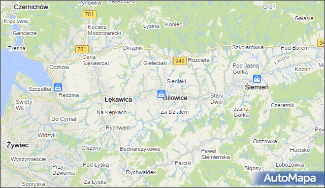 mapa Gilowice powiat żywiecki, Gilowice powiat żywiecki na mapie Targeo