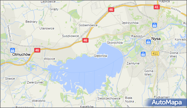 mapa Głębinów, Głębinów na mapie Targeo