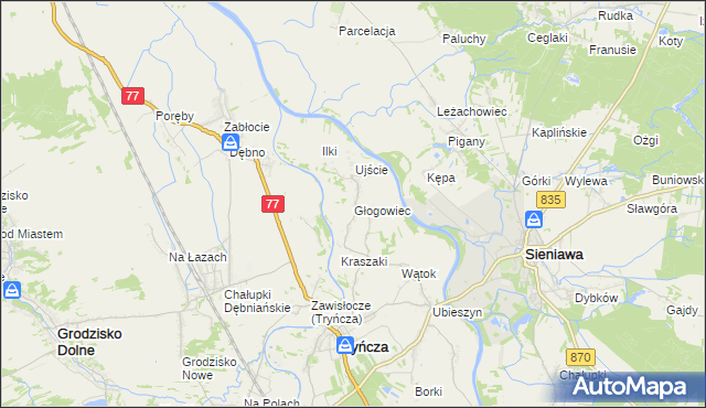 mapa Głogowiec gmina Tryńcza, Głogowiec gmina Tryńcza na mapie Targeo