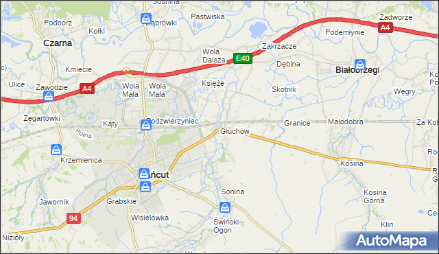 mapa Głuchów gmina Łańcut, Głuchów gmina Łańcut na mapie Targeo