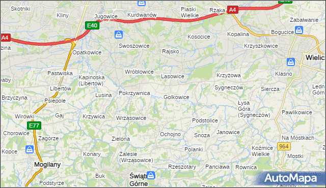 mapa Golkowice, Golkowice na mapie Targeo