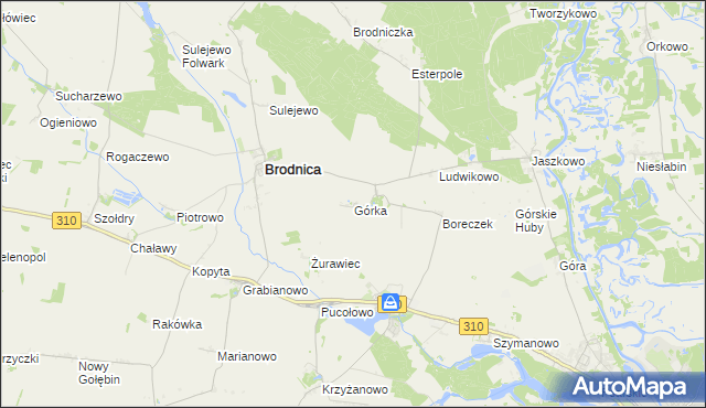 mapa Górka gmina Brodnica, Górka gmina Brodnica na mapie Targeo