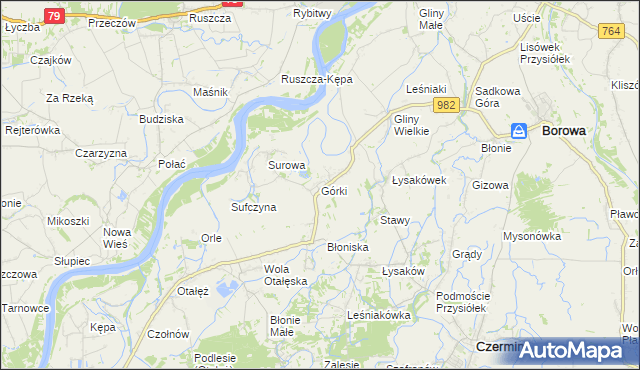 mapa Górki gmina Borowa, Górki gmina Borowa na mapie Targeo