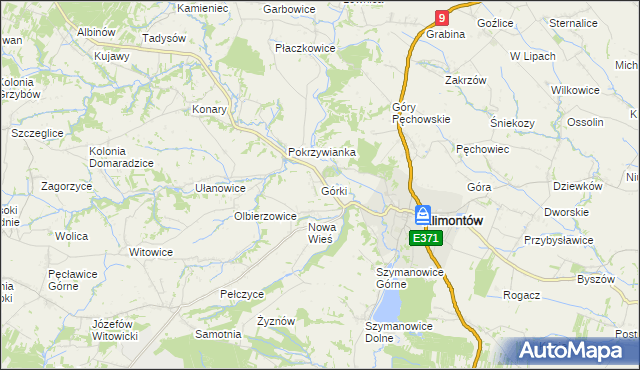 mapa Górki gmina Klimontów, Górki gmina Klimontów na mapie Targeo